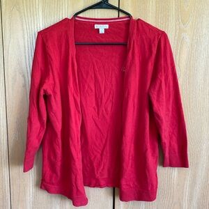 Red cardigan